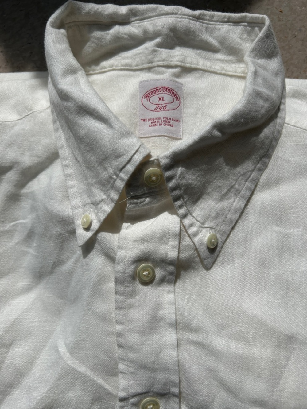 Brooks Brothers Originally polo shirt White Linen Button-Down. S/S